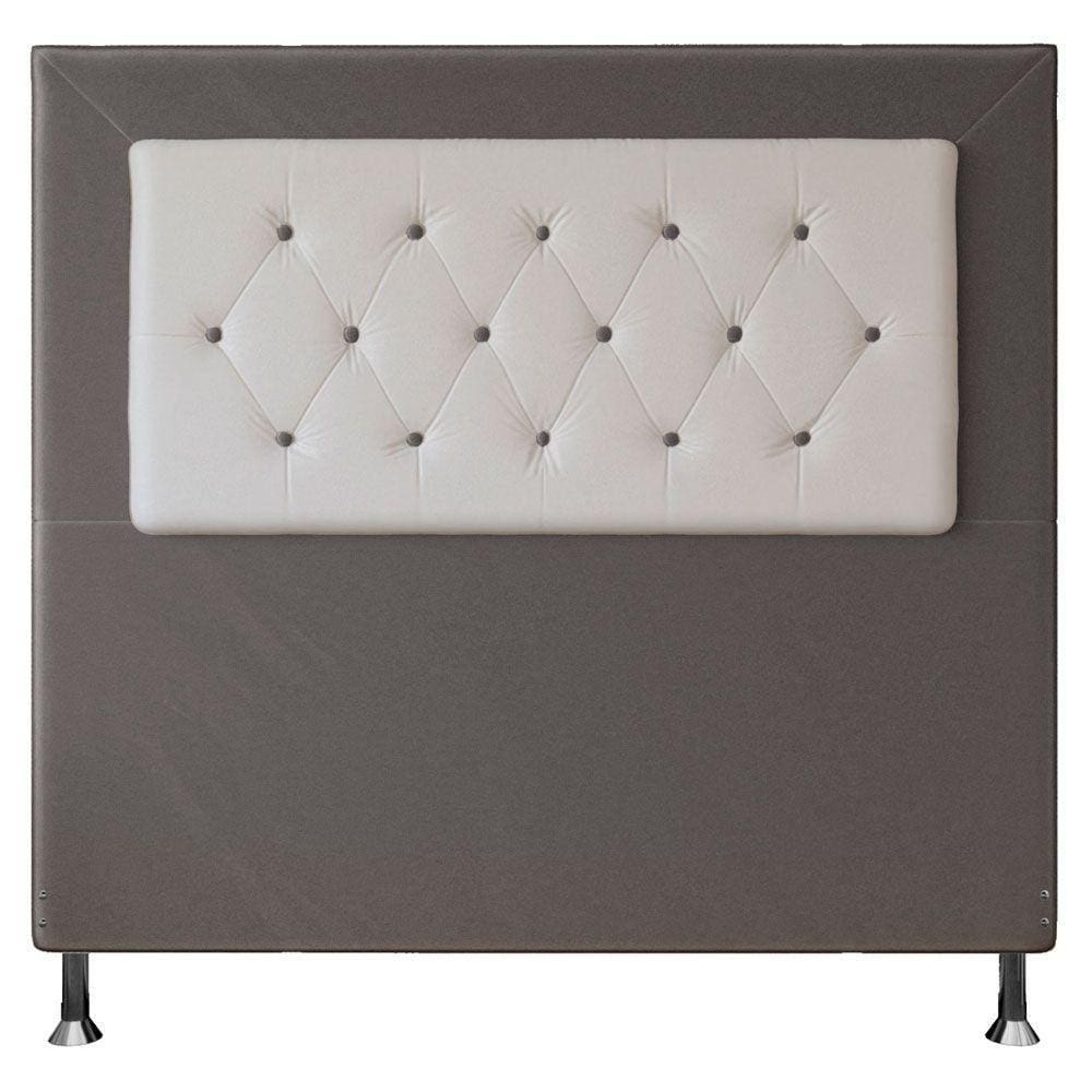 Cabeceira Casal 1,40m Havana Suede Branco Cinza