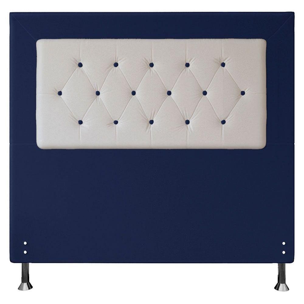 Cabeceira Casal 1,40m Havana Suede Azul Branco
