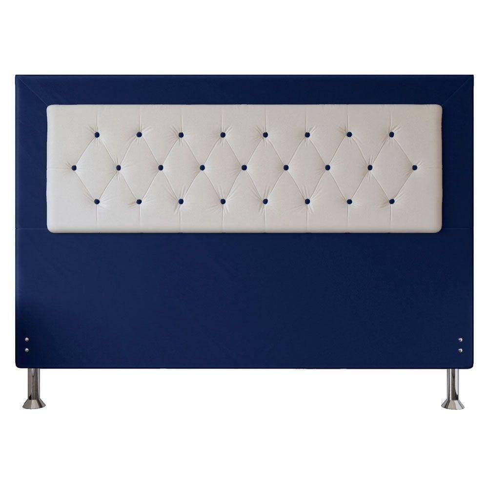 Cabeceira King 1,95m Havana Suede Branco Azul