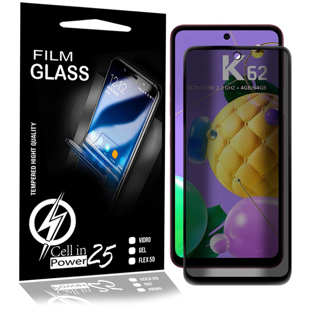Película Privacidade 3d Anti Spy Para LG K62 LMK520BMW - Cell In Power25