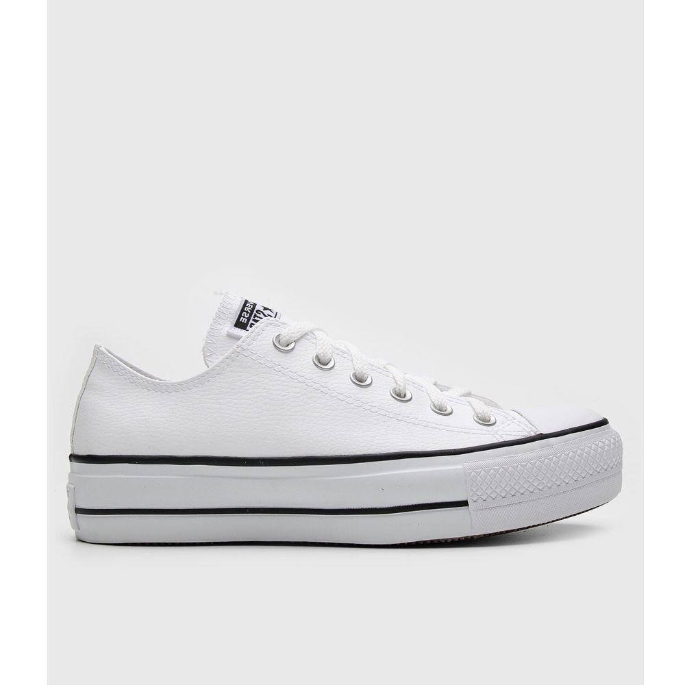 all star branco de couro plataforma