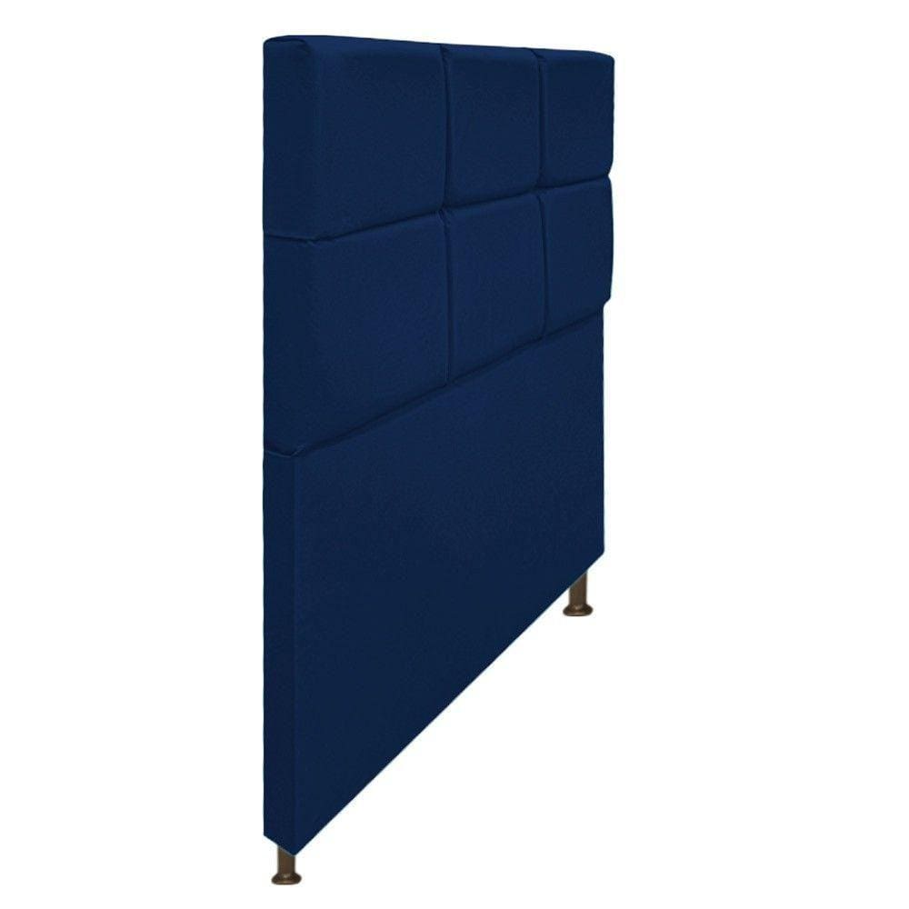 Cabeceira Damares 90Cm Solteiro Botonê Suede Azul Marinho
