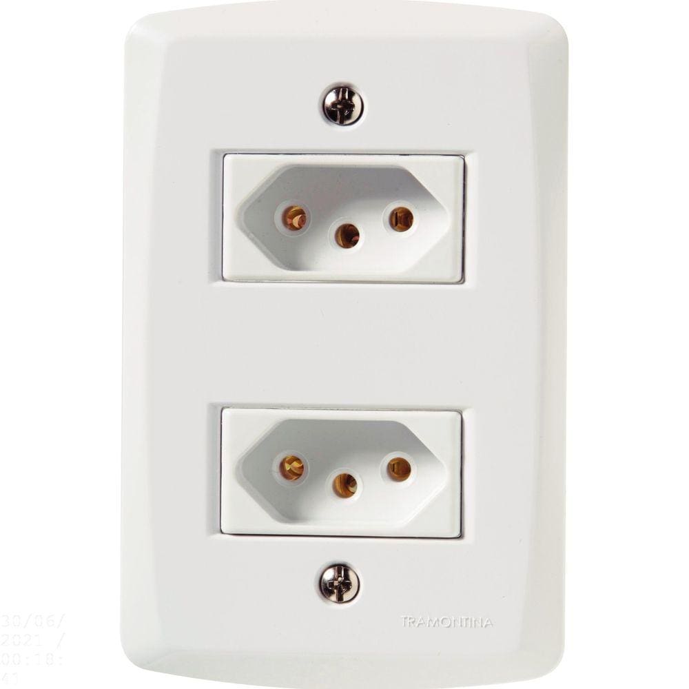 Conjunto 4x2 com 2 Tomadas 2P+T 10 A 250 V Tramontina Lux2 Branco Tramontina