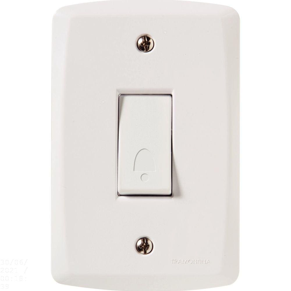 Conjunto 4x2 com 1 Pulsador Campainha 10 A 250 V Tramontina Lux2 Branco Tramontina