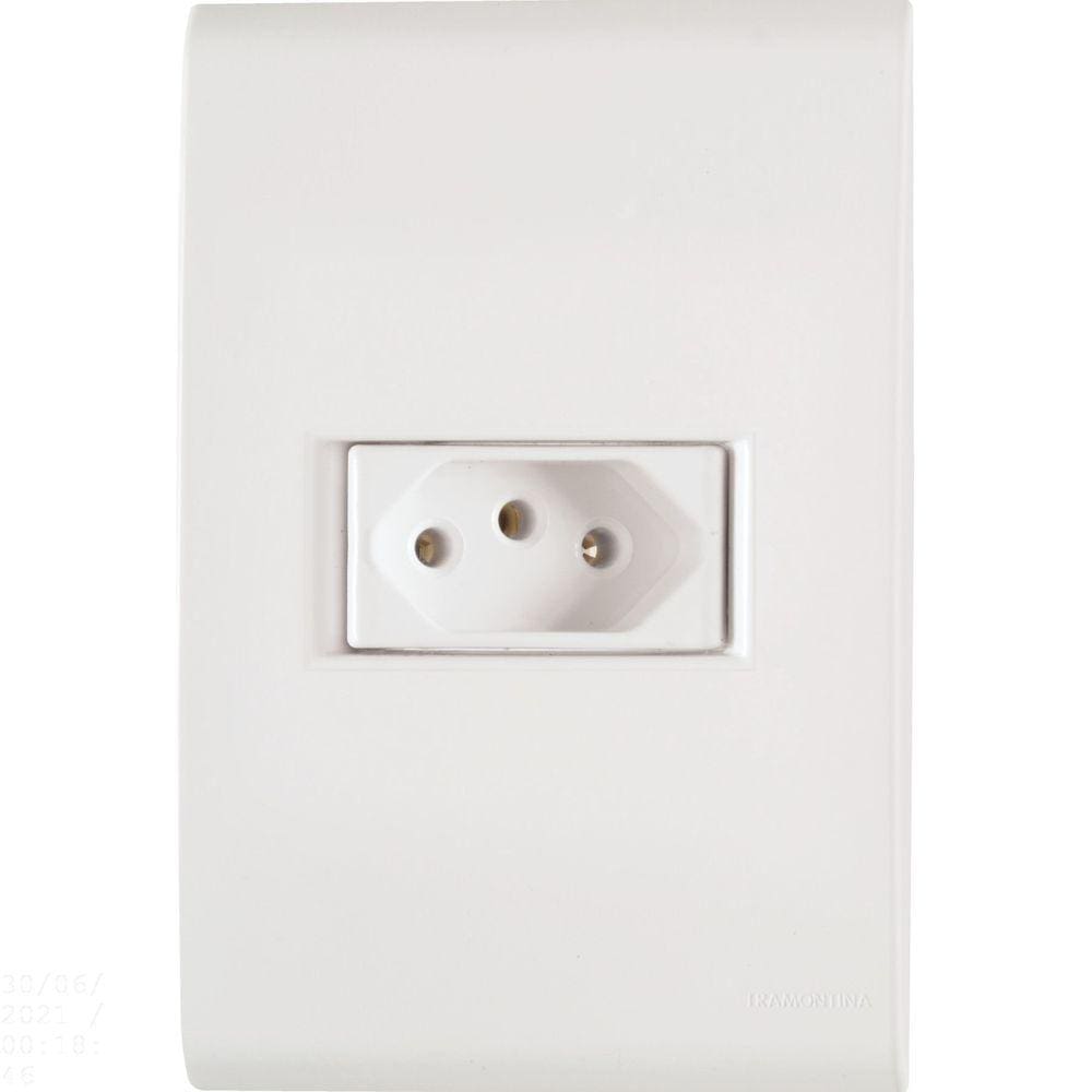 Conjunto 4x2 com 1 Tomada 2P+T Tramontina Liz 20 A 250 V Branco Tramontina