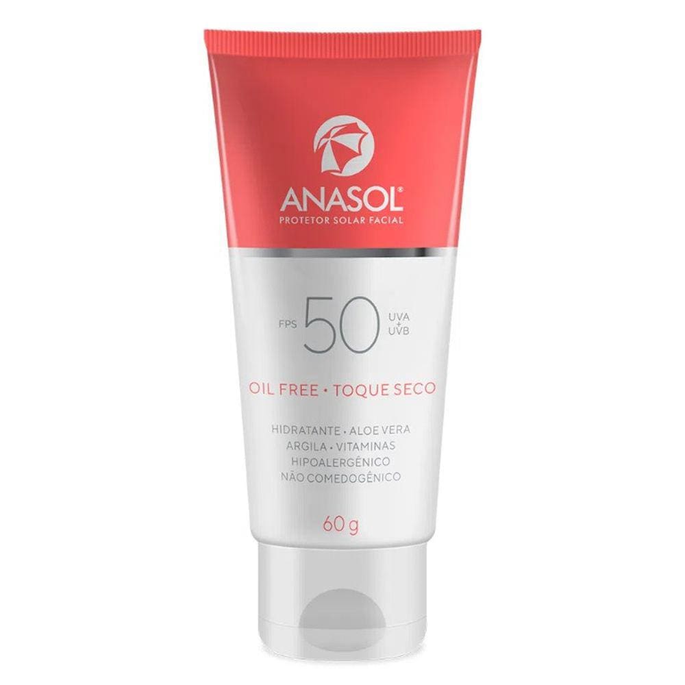 Protetor Solar Facial Oil Free Toque Seco 50 FPS Anasol 60 G  - Vitamina E e Aloe Vera