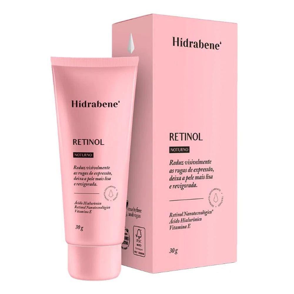 Creme Anti-idade Hidrabene Retinol Noturno - 30g Com ácido Hialurônico e Vitamina E