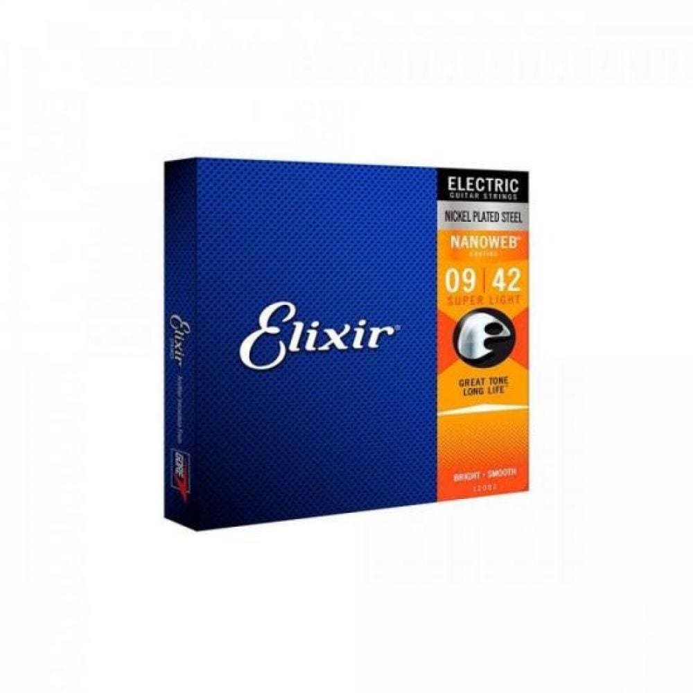 Encordoamento Para Guitarra .009 Super Light Nanoweb Elixir