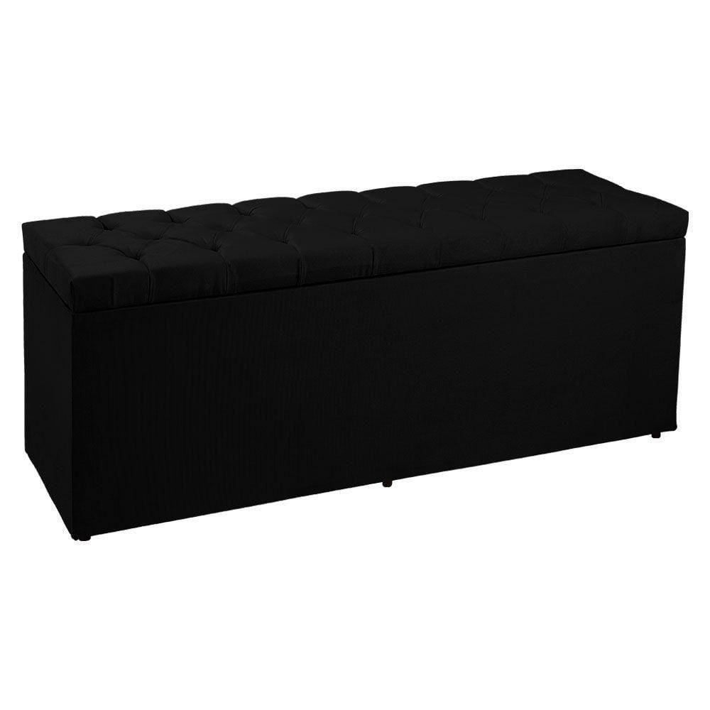 Calçadeira Recamier Baú Queen 1,60m Suede Preto