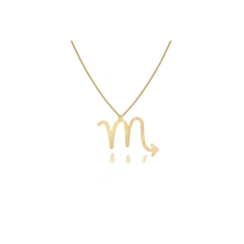 Colar Signo De Escorpião Folheado Em Ouro 18k