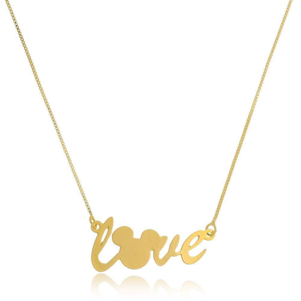 Colar Love Mickey Folheado Em Ouro Ouro 18k