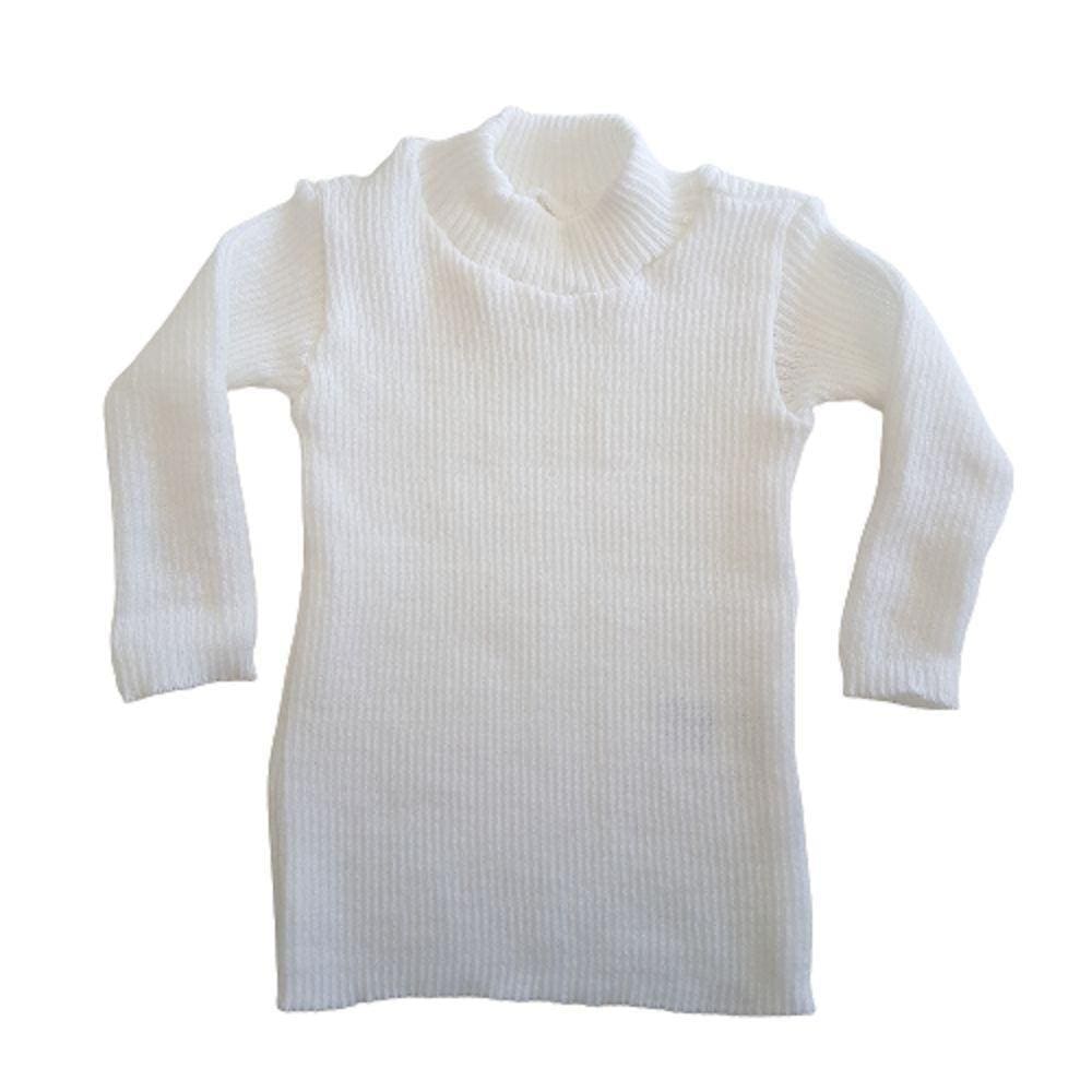 Blusa Básica Cacharrel de Tricô Branco Tricô Kids