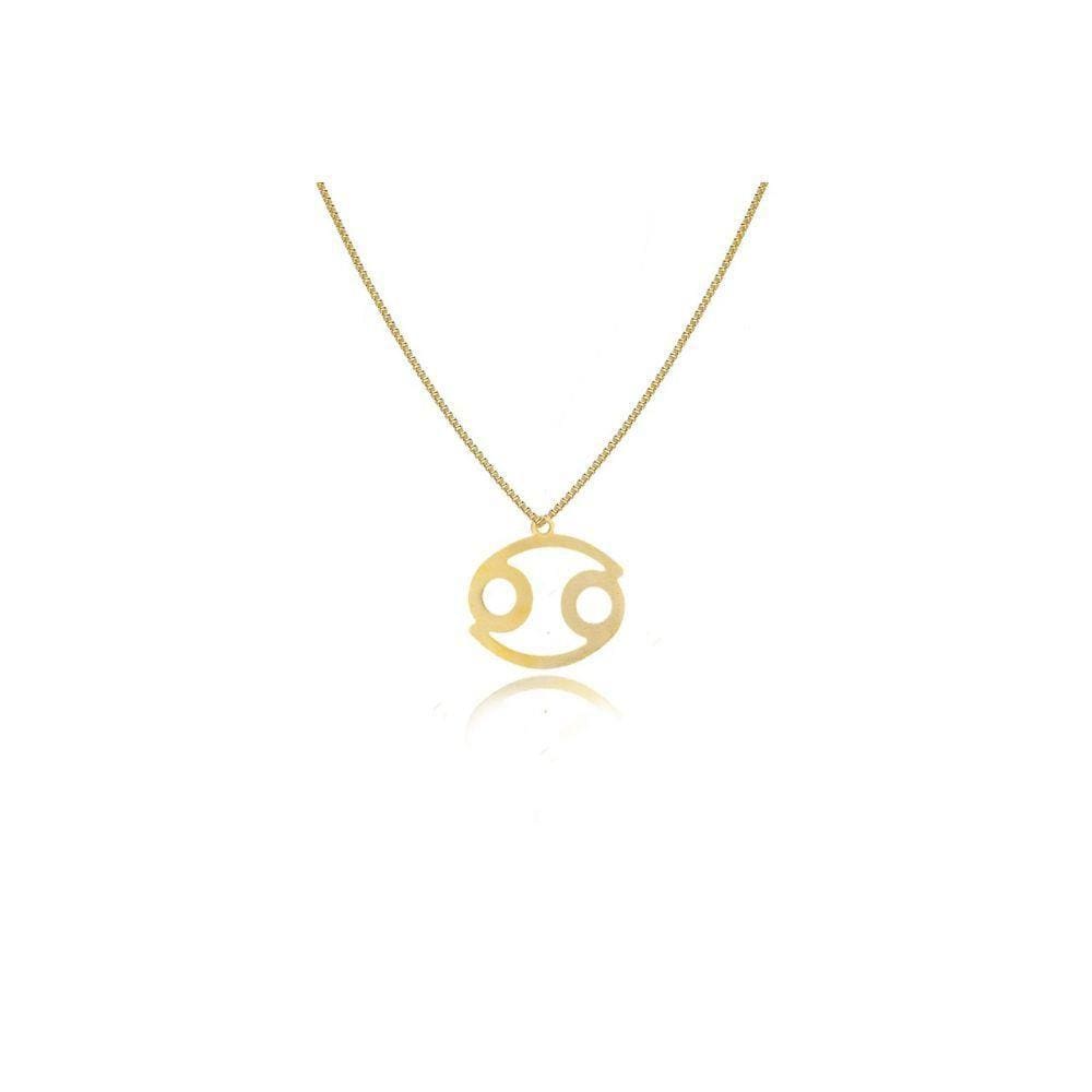 Colar Signo De Câncer Folheado Em Ouro 18k