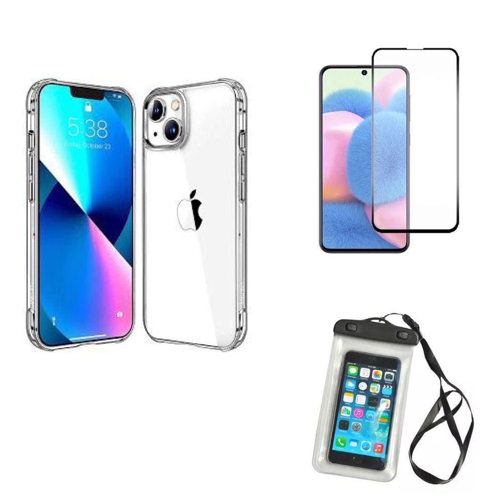 Kit Capa a Prova D` água ÍPhone 13 Mini + Capa + Pelicula De Vidro 3D