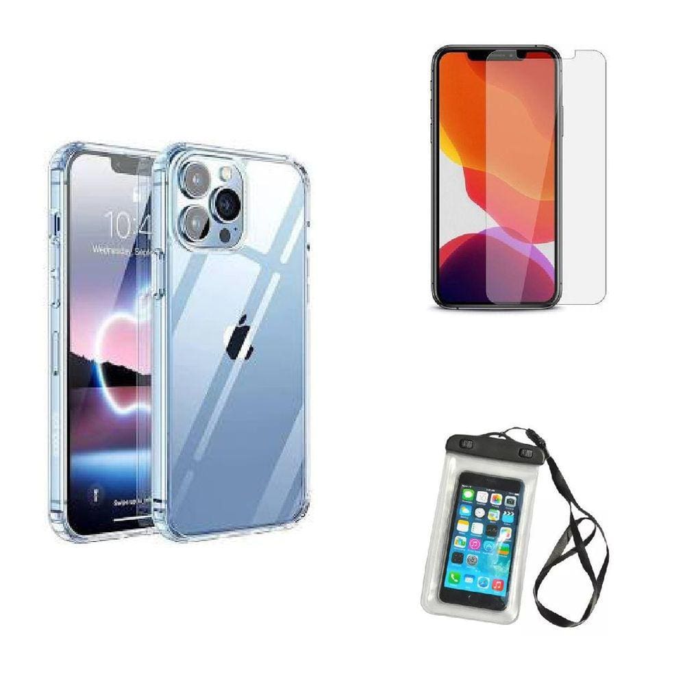Kit Capa a Prova D` água ÍPhone 13 Pro Max + Capa + Pelicula De Vidro 3D