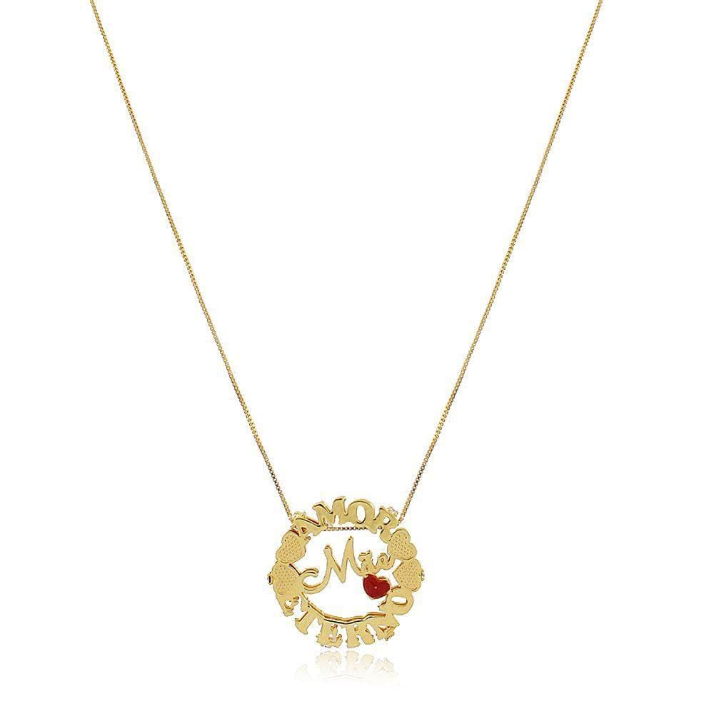 Colar Mandala Mãe Amor Eterno Folheado Em Ouro 18k