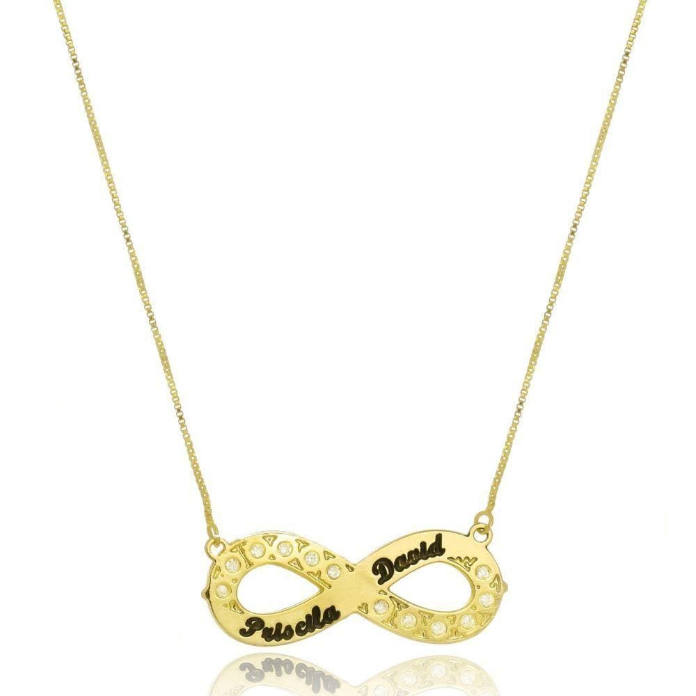 Colar Símbolo Do Infinito Com Nomes E Detalhes Em Zircônia