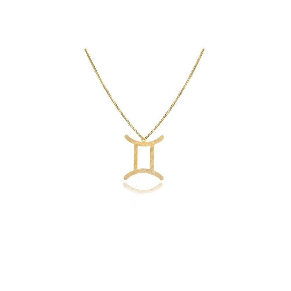 Colar Signo De Gêmeos Folheado Em Ouro 18k