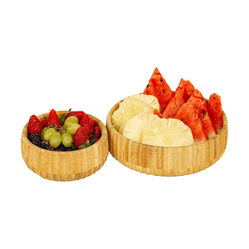 Kit 2 Bowls Canelado De Bambu - 15Cm E 19Cm