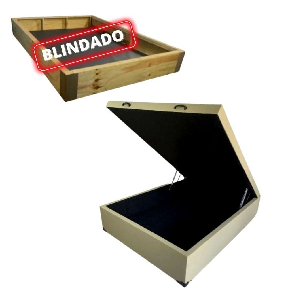 Cama Box Baú Casal Blindada/Reforçada - Corino Bege