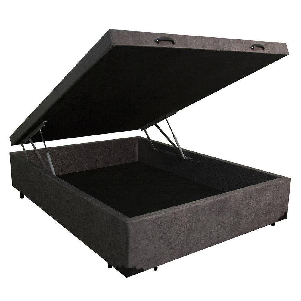 Cama Box Baú Casal em branco com Pistão a gás - 138x188