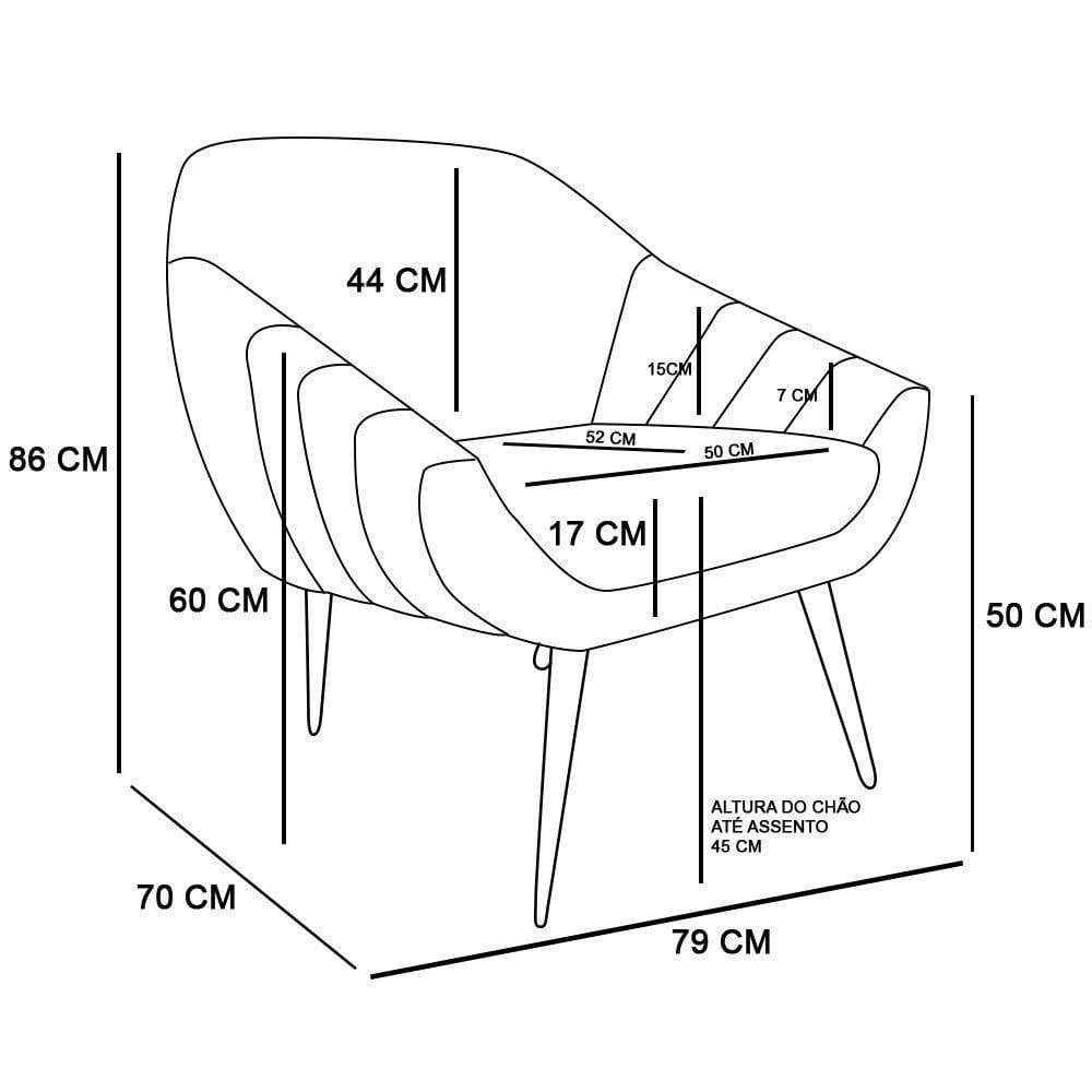 Kit 02 Poltronas Giovana Corino Castanho Cinza