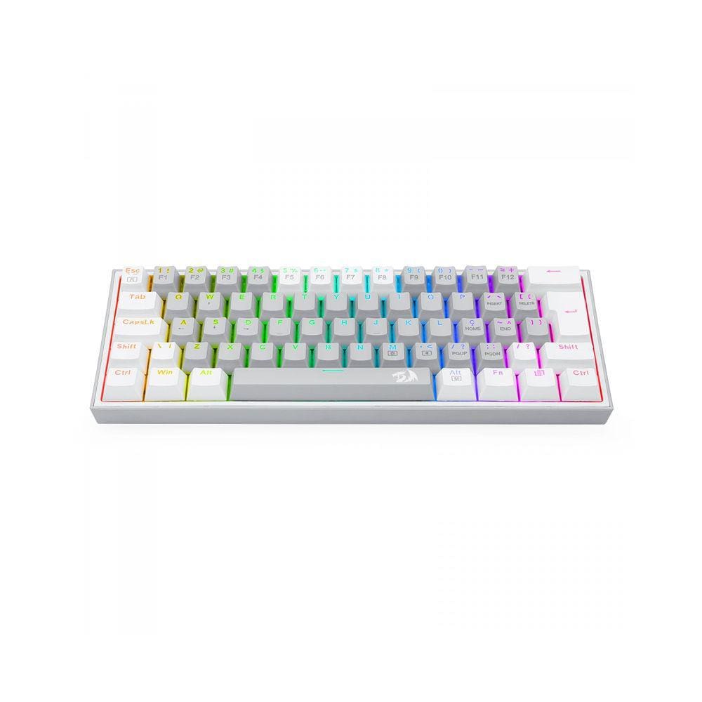 Teclado Mecânico Gamer Redragon Fizz Cinza e Branco - Switch Azul