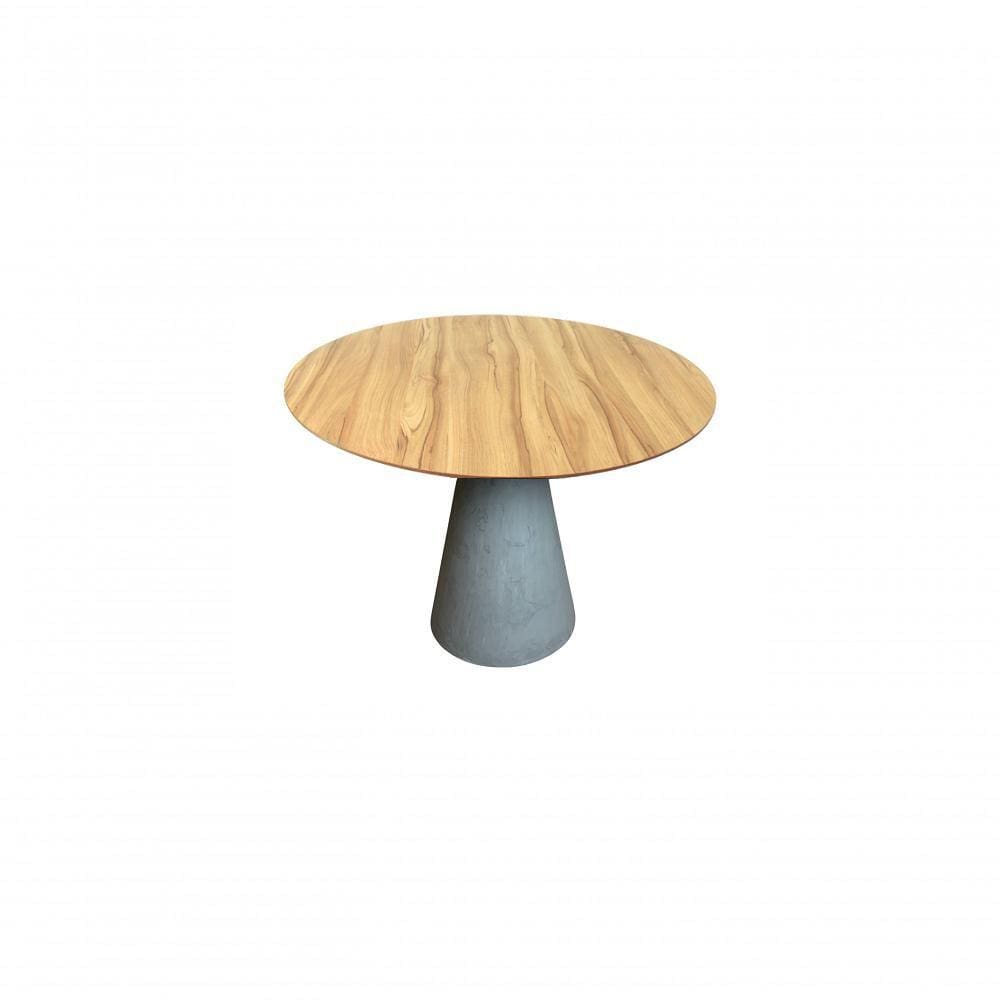 Mesa De Jantar Cone Cimento Queimado 160cm Tampo Nogueira Cinza Claro