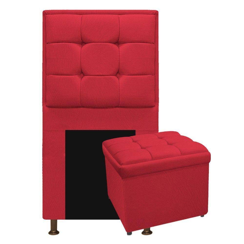 Cabeceira e Calçadeira Copenhague 90 Cm Solteiro Vermelho