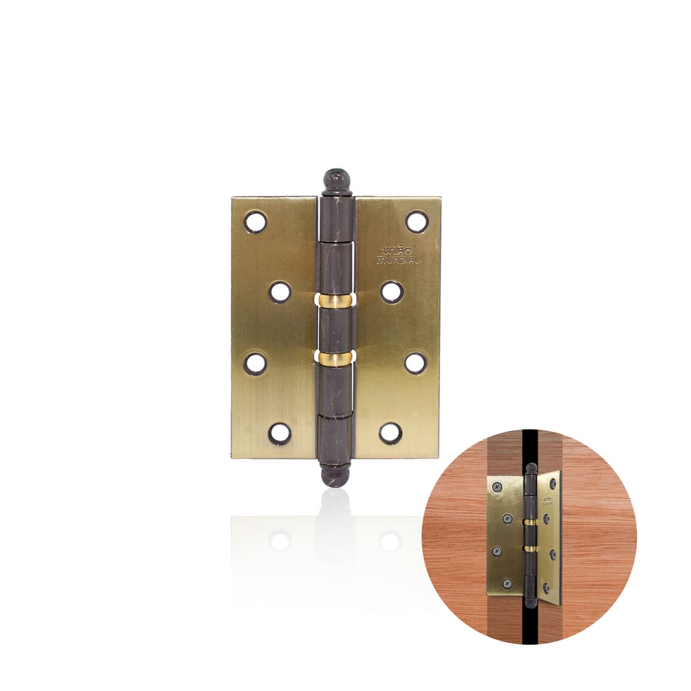 Dobradiça Aço Antique com Anéis 4” x 3” para Portas de Abrir a Unidade