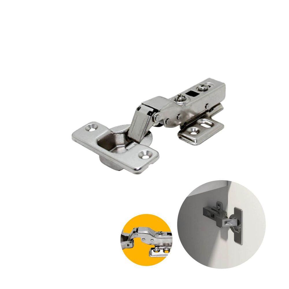 Dobradiça Porta de Armário 35 mm Curva com Amortecedor