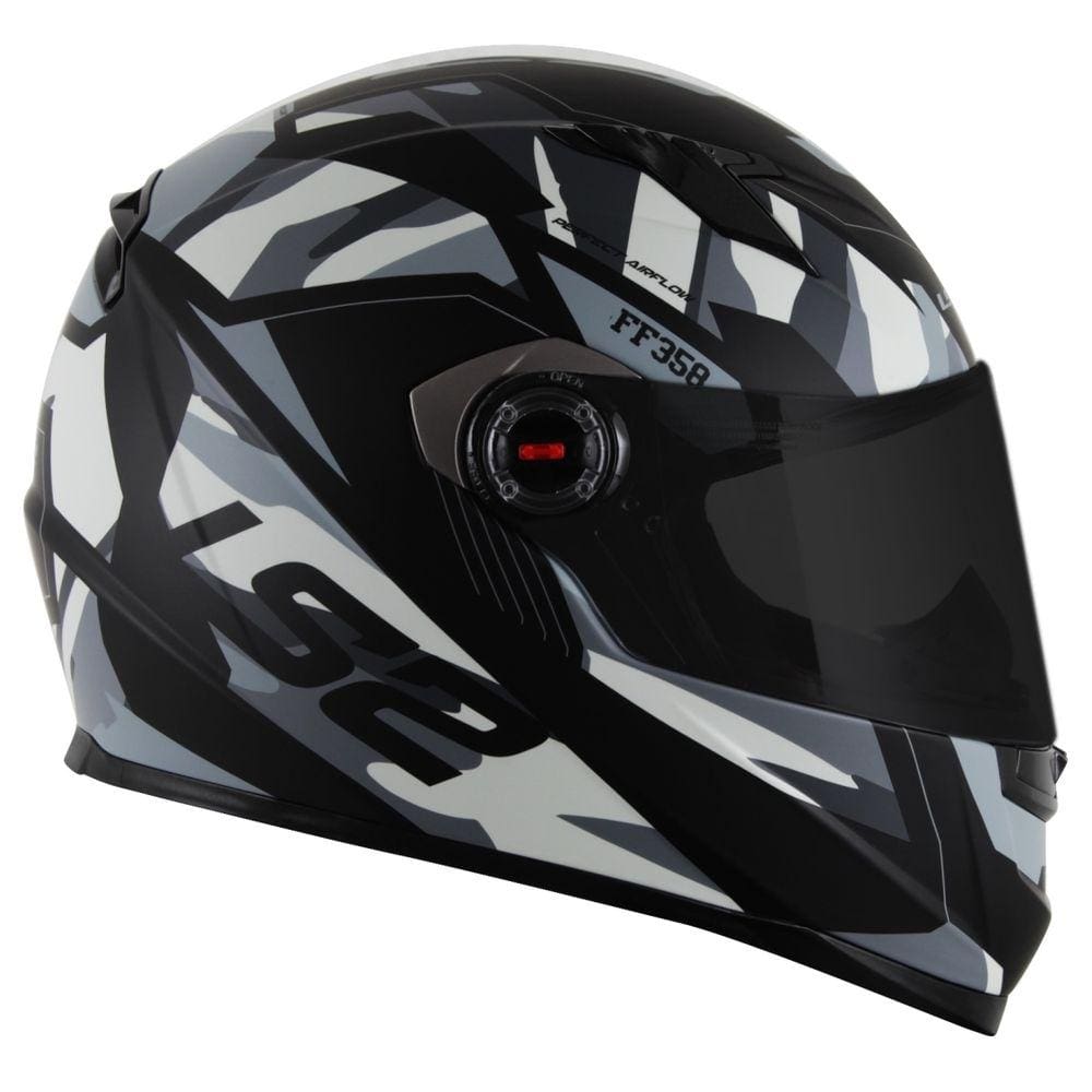 Capacete Ls2 FF358 Tank Camuflado Preto Branco Grafite Fosco