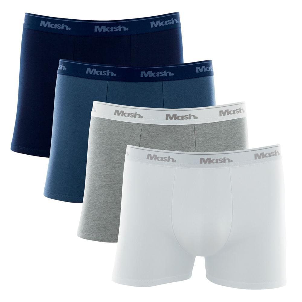 Kit Cueca Boxer Mash 4 Peças Masculina Algodão Elástico