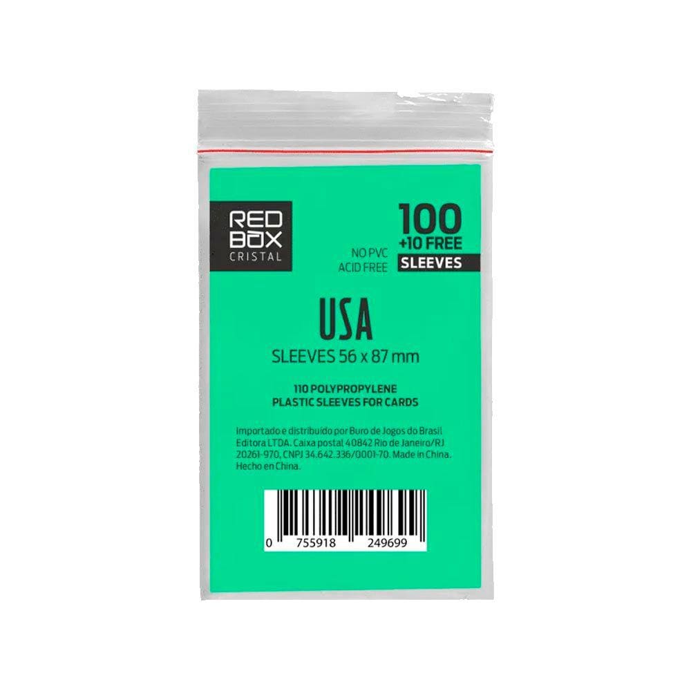 Sleeves Padrão USA 56 X 87mm Cristal 110 unidades Buró Red Box