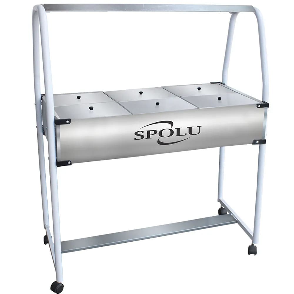 Carrinho Buffet Térmico Self Service Inox 6 Cubas Quentes 7lts 220v Aço Inox Spolu