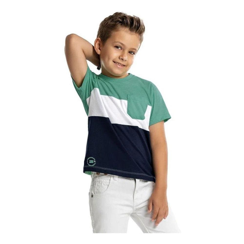 Camiseta Infantil Menino Tricolor Trick Nick Verde Tam 3 A 8