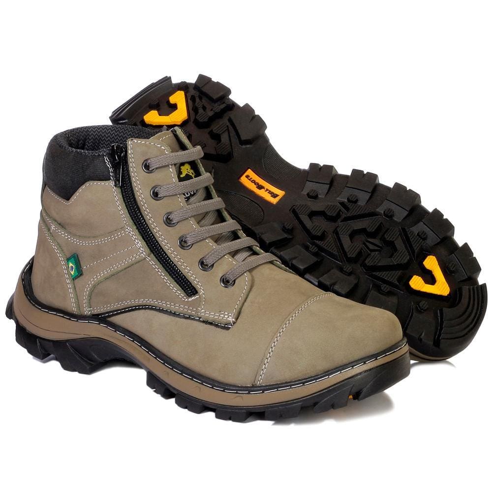 Bota Adventure Masculina Couro Zíper Lateral Conforto Trilha