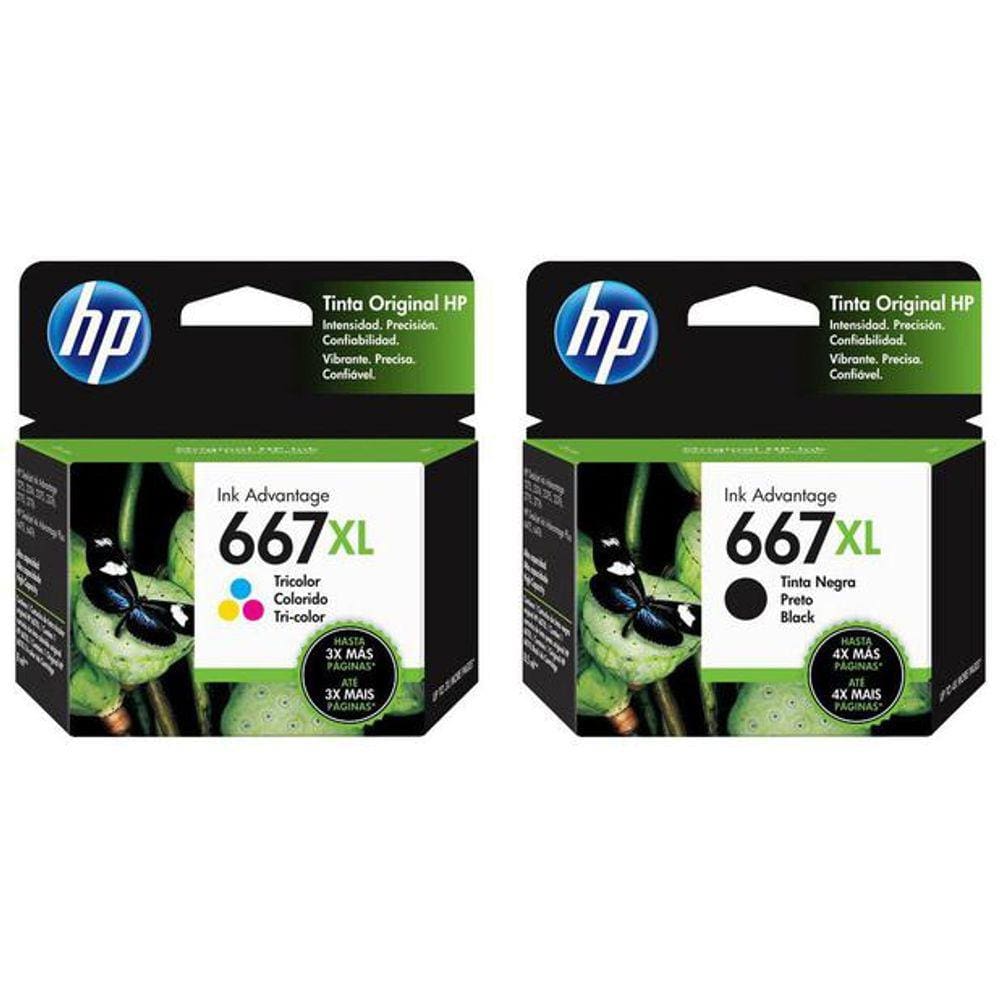 Cartuchos HP 667 XL Black + Color Originais