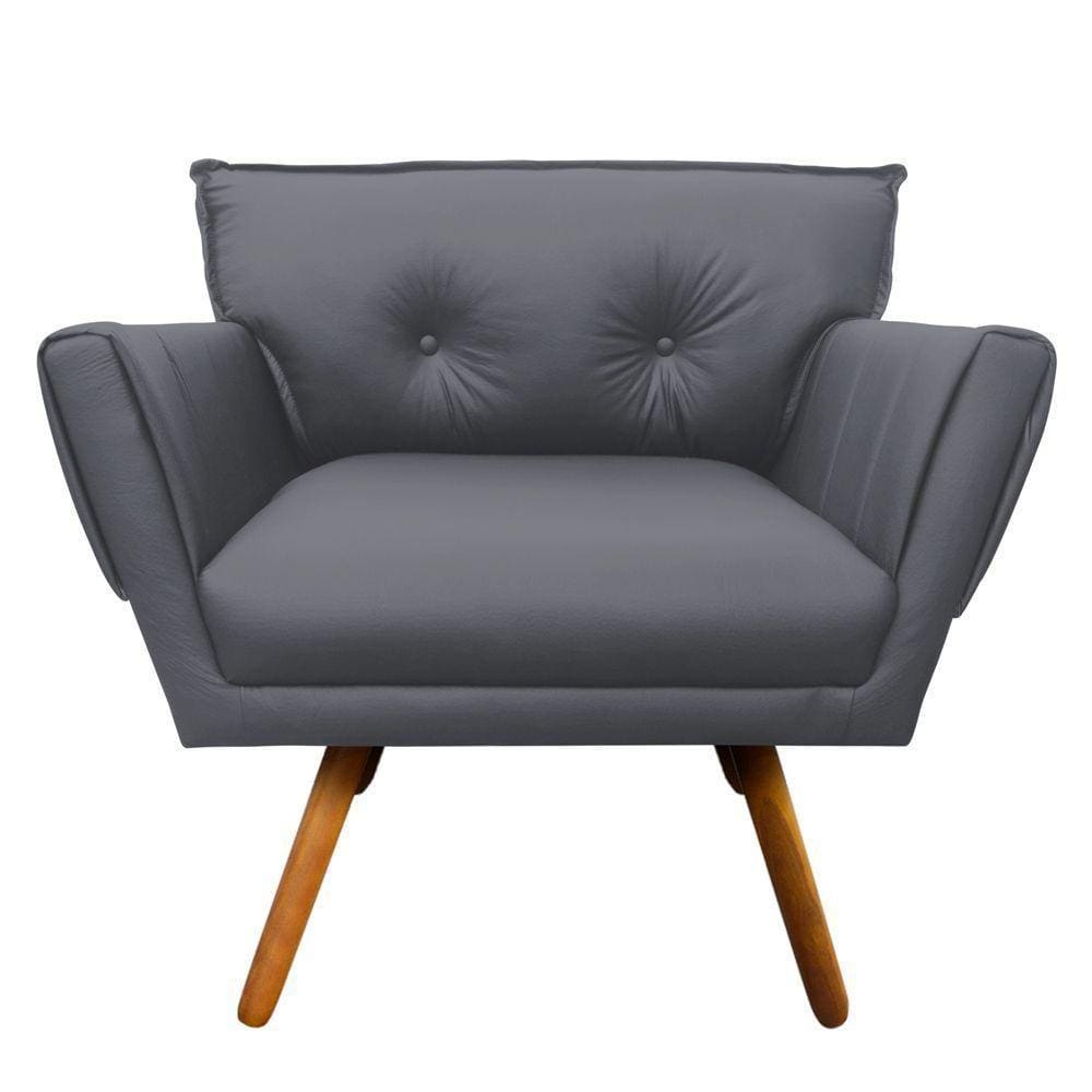 Poltrona Anitta Corino Grafite Castanho