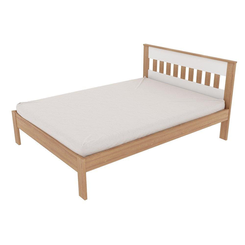 Cama de Casal Madeira CM8007 Amêndoa/Branco - Tecno Mobili