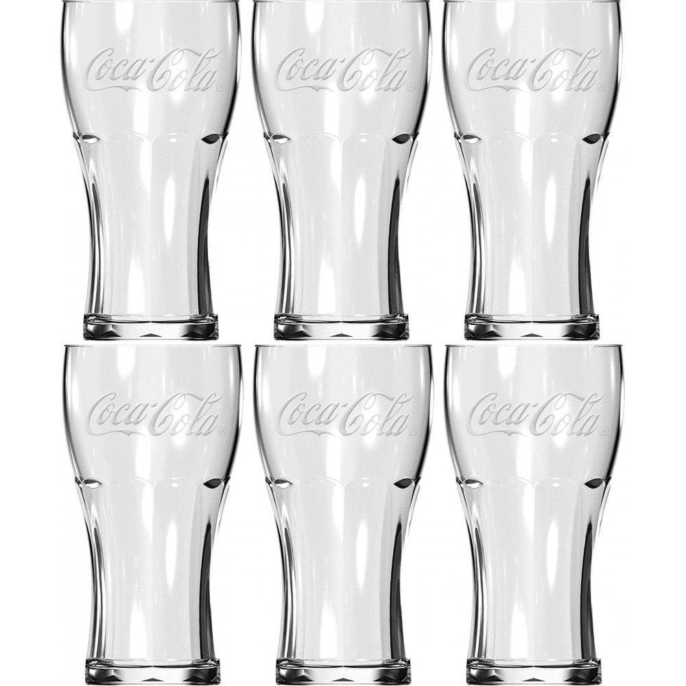 Jogo de Copo Contour Coca-Cola Cristal 473ml Vidro 6 Pç - Nadir - Transparente