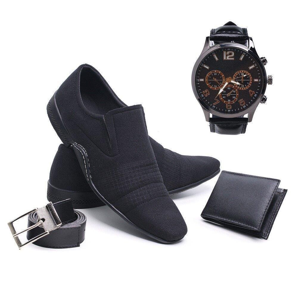 Kit Sapato Social Masculino Conforto + Relógio + Acessórios