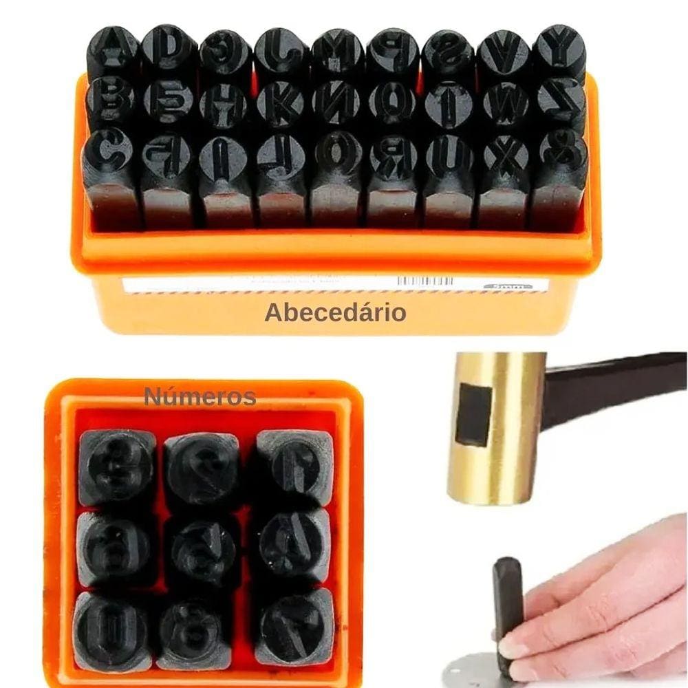 Kit Jogo Marcador Punção 36 Peças Alfanumérico 2mm Letra e Numero - Starfer
