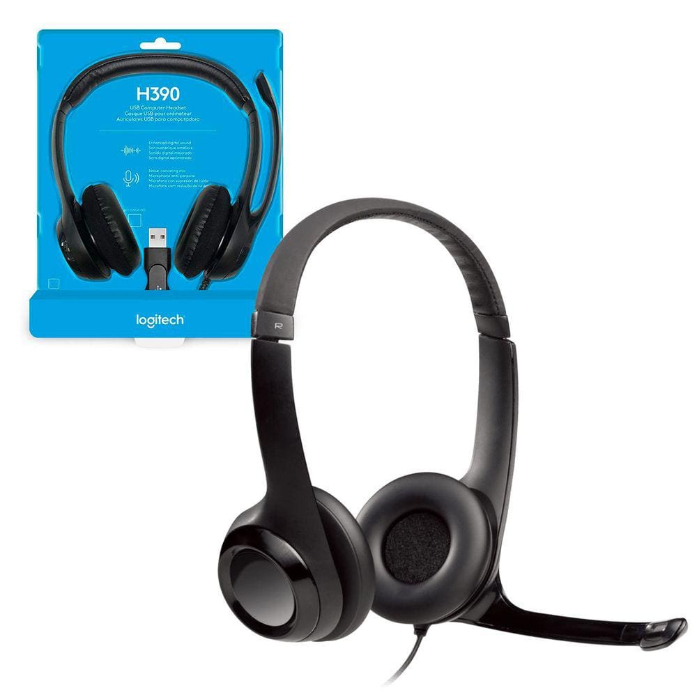 Headset Logitech H390, USB, Áudio Digital, Redução de Ruídos, Preto