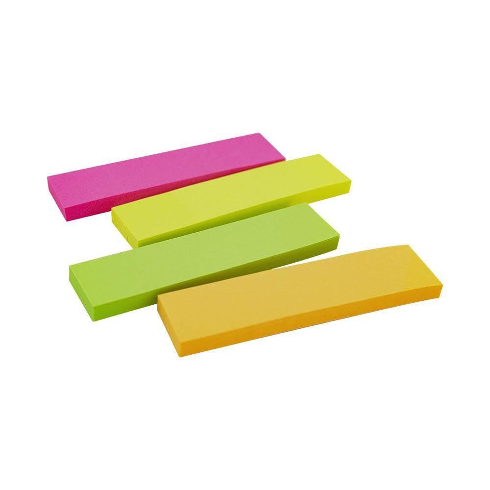Bloco Adesivo Marcador de Pagina 75x19mm 4 Cores Neon 200fls - Ei022