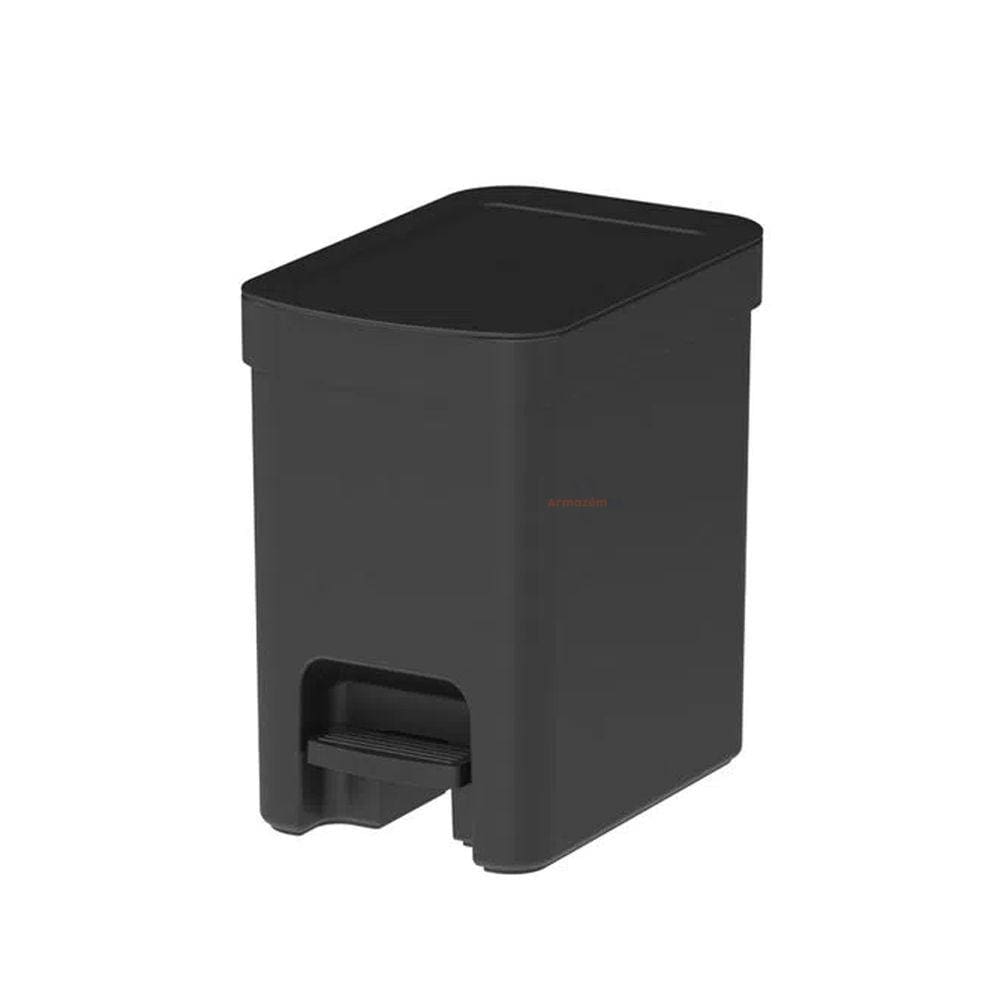 Lixeira Com Pedal 6 Litros Porta Cesto De Lixo Plástica Cozinha Banheiro Trium - LX 4000 Ou