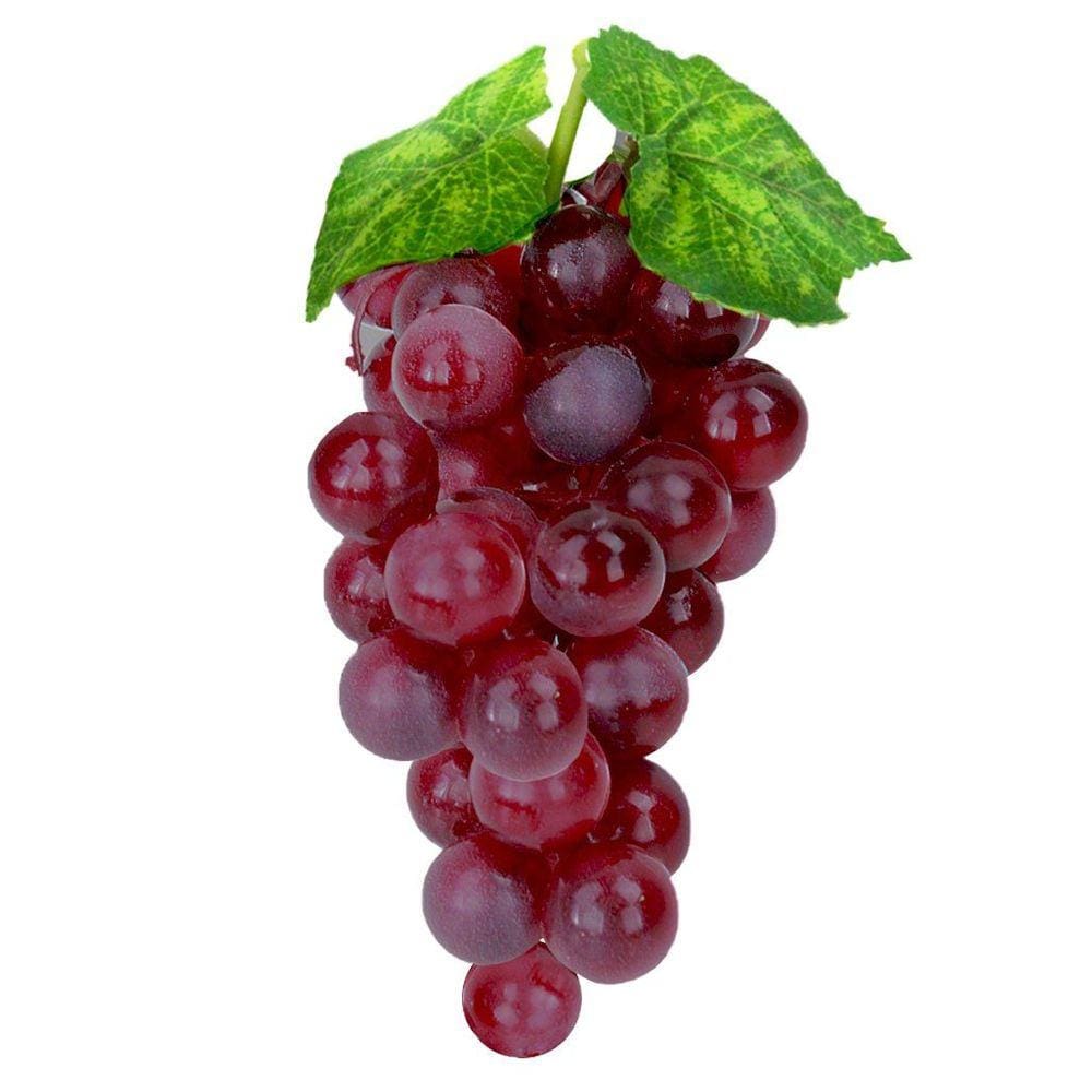 Kit 10 Cachos De Uvas Avermelhadas Fruta Artificial De Silicone 18cm