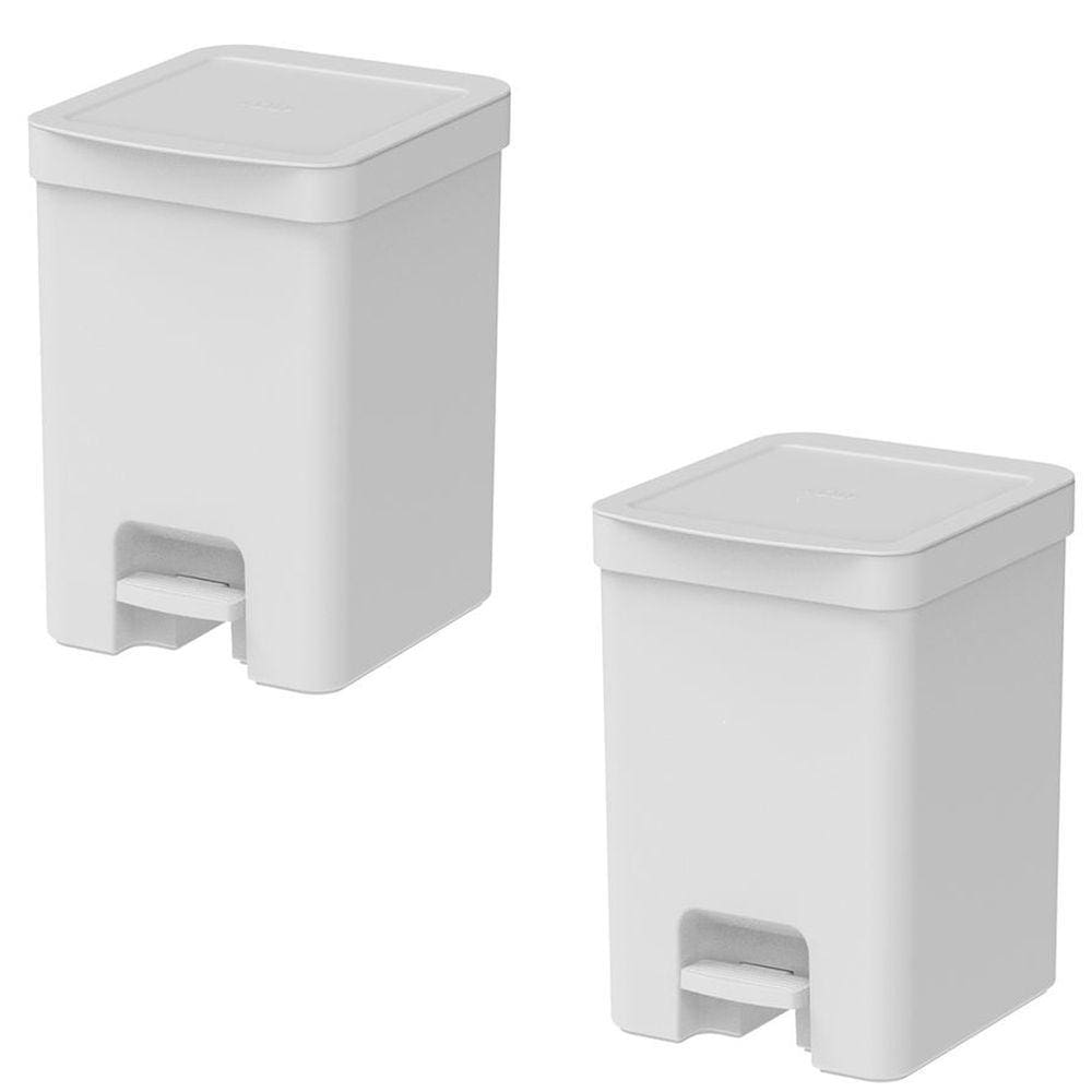 Kit 2 Lixeiras Com Pedal 6 Litros Porta Cesto Lixo Plástica Banheiro Cozinha Trium - Ou