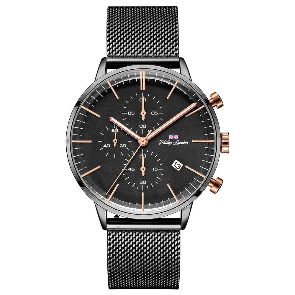 Relógio Philiph London Masculino Ref: Pl80251613m Pr N Cronógrafo Black