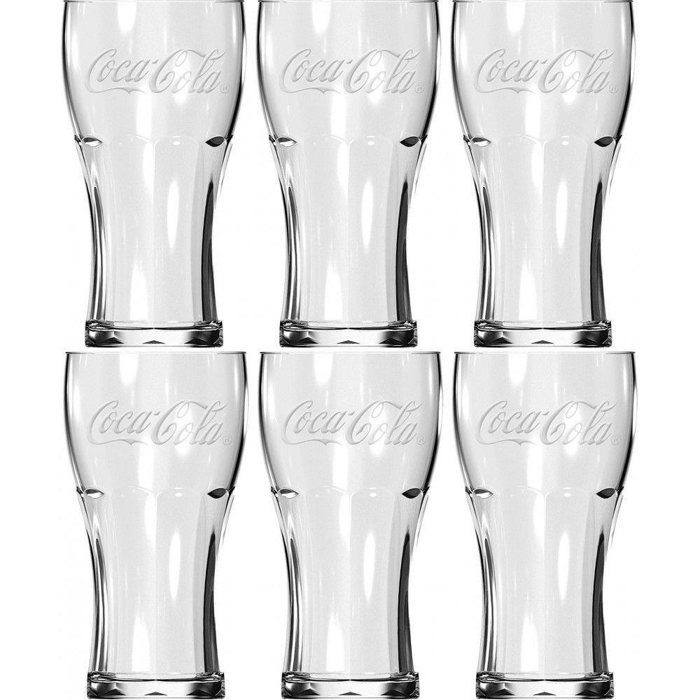 Jogo de Copo Contour Coca-Cola Cristal 473ml Vidro 6 Pç - Nadir - Transparente